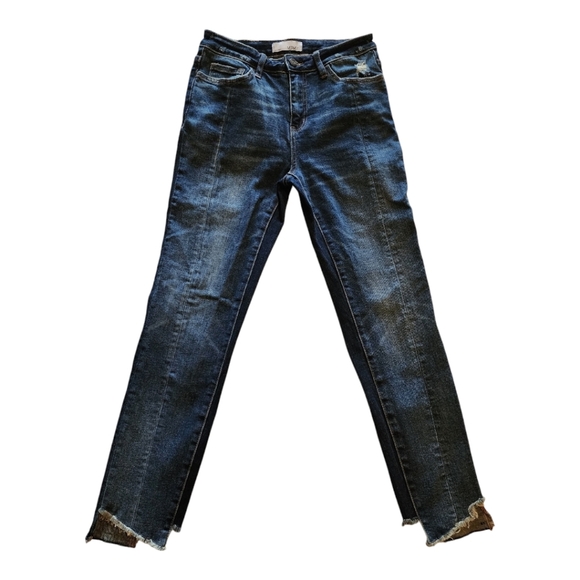 Vervet High Rise Skinny Jeans 27 Dark Wash Distressed Raw Hem Stretch Fit - Picture 1 of 7